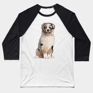 Blue Merle Australian Shepherd Puppy Drawing Baseball T-Shirt